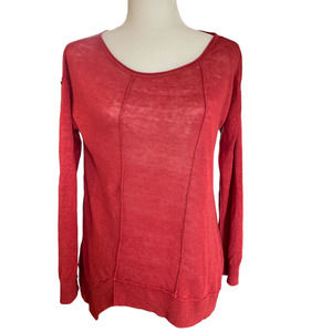 Eileen Fisher Women's Lightweight 100% Linen Sweater Rust Orange Size Medium